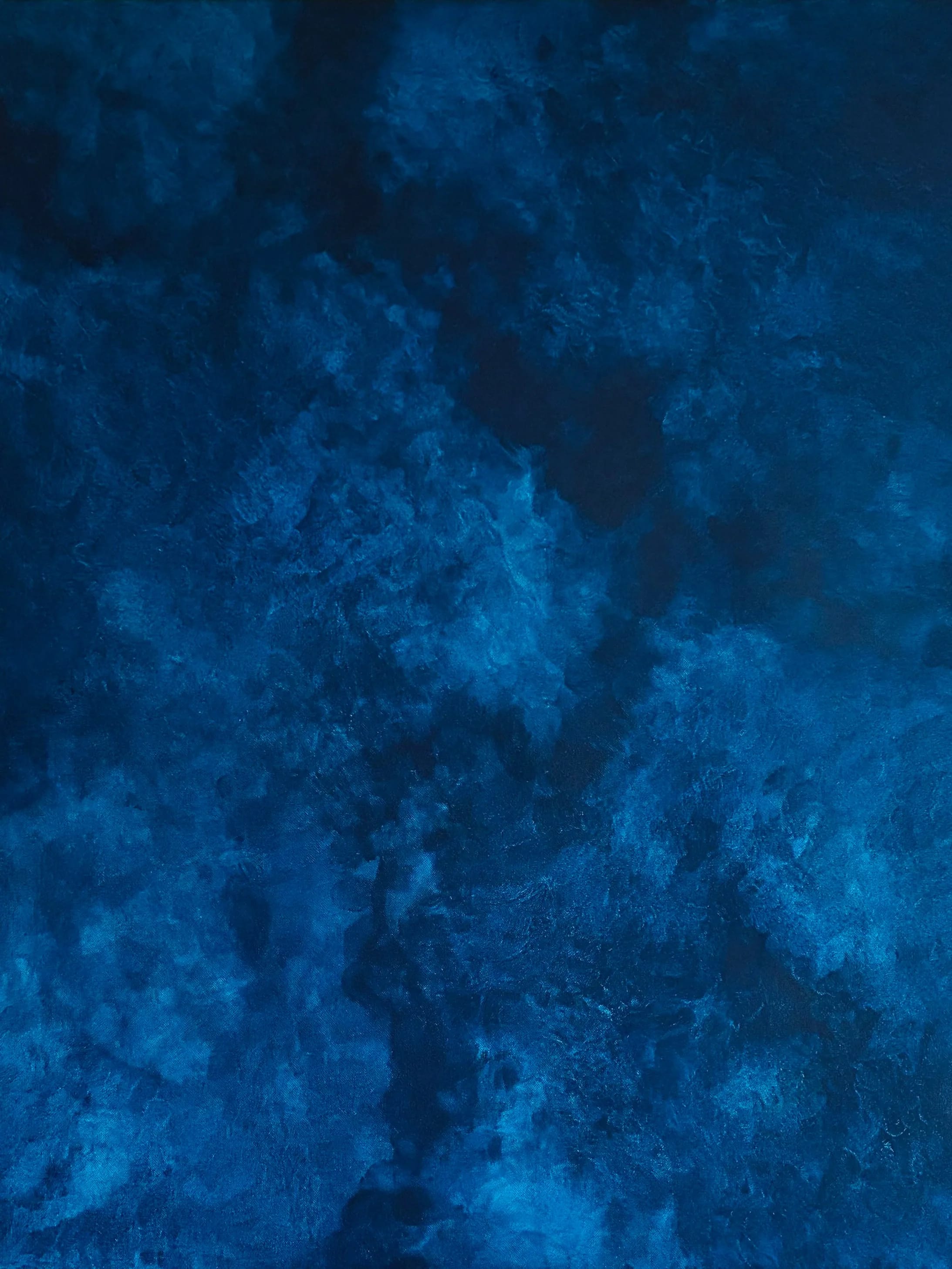 Méandres salins de ton Bleu 21h06, Acrylique sur toile, 100 × 81 cm, Daphné Mistretta