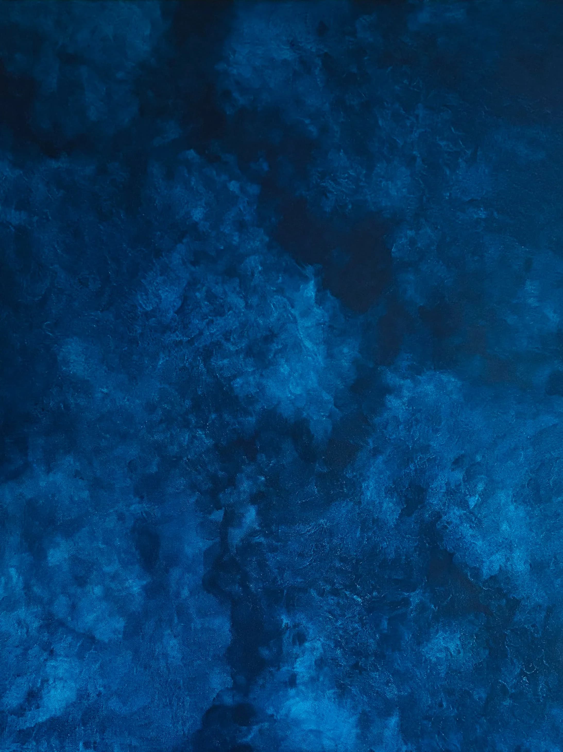 Méandres salins de ton Bleu 21h06, Acrylique sur toile, 100 × 81 cm, Daphné Mistretta